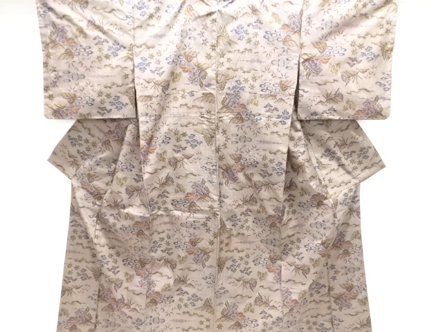 JAPANESE KIMONO / DORO OSHIMA TSUMUGI / WOVEN FLORAL PLANTS